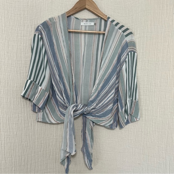 Mustard Seed Multicolor Overlay Top/ Wrap Blouse S - Picture 1 of 4